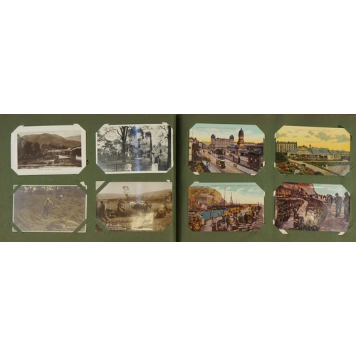 2238 - 19th century and later topographical and social history postcards arranged in an album, some real ph... 