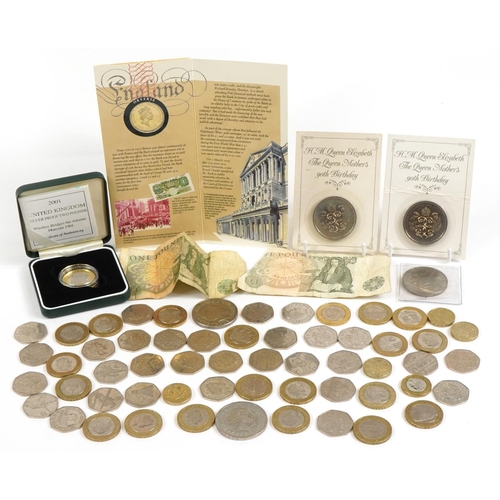 2402 - British coinage including two pound coins and fifty pence pieces, various designs