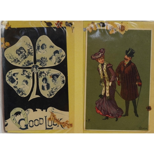 2258 - Edwardian and later greetings and topographical postcards arranged in two albums including Carlisle ... 