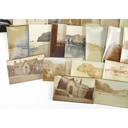 2243 - Collection of real photographic postcards including a harbour scene, child on bicycle and plane