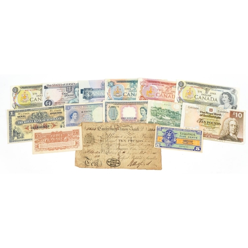 2503 - Mid 19th century and later English and Scottish banknotes including Canterbury Union Bank ten pounds... 