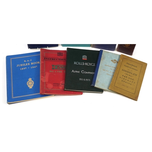 2297 - Automobilia and aviation interest books and manuals including Rolls Royce Alpine Compendium 1913 and... 