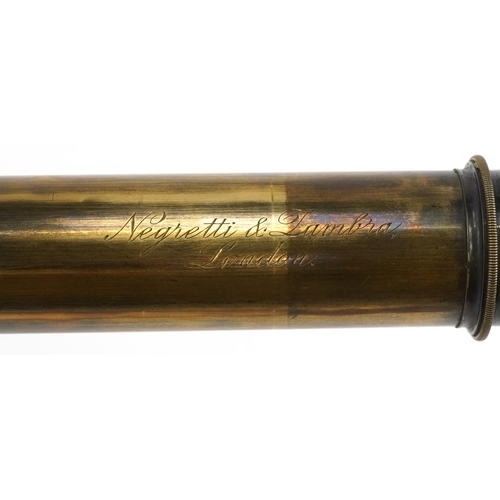 460 - Negretti & Zambra, 19th century leather bound four draw brass telescope