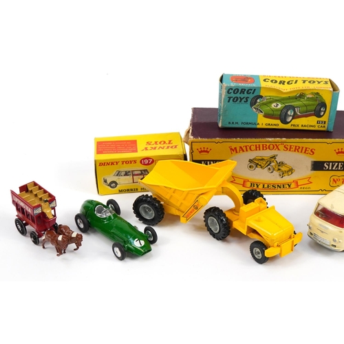 2038 - Vintage toys, predominantly diecast including Corgi Toys BRM Formula 1 Grand Prix Racing Car 152 wit... 