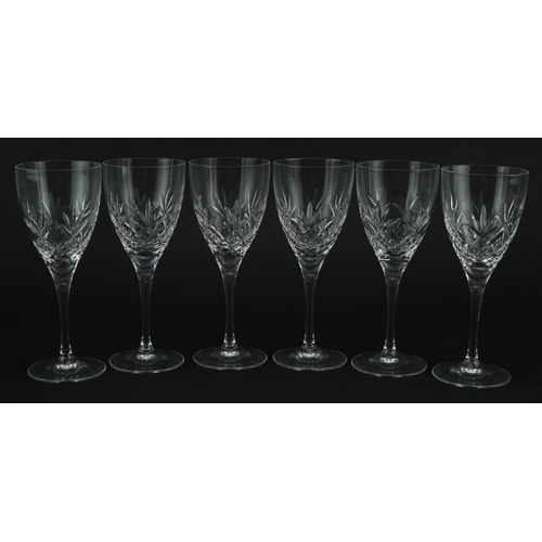 1236 - Set of six Royal Doulton crystal wine glasses, each 18cm high