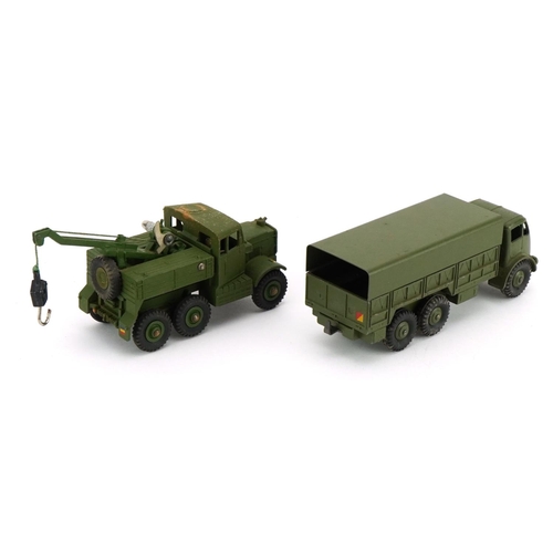 2027 - Two Dinky Toys diecast army trucks with boxes comprising 10 Ton Army Truck 622 and Recovery Tractor ... 