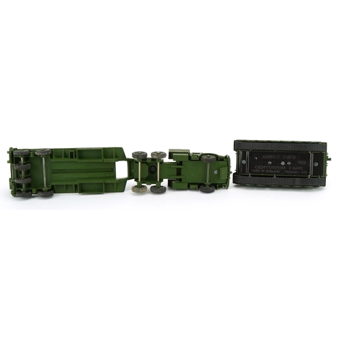 2026 - Two Dinky Toys diecast army vehicles with boxes comprising Tank Transporter 660 and Centurion Tank 6... 