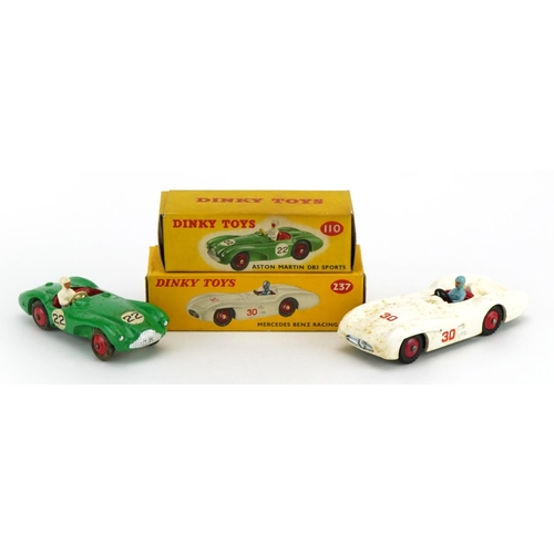 2022 - Two Dinky Toys diecast racing vehicles with boxes comprising Aston Martin DB3 Sports 110 and Mercede... 