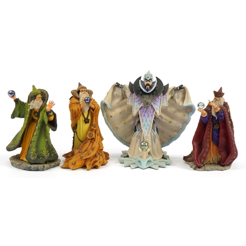 1159 - Set of four Enchantica Four Seasons Wizards by Holland Studio Craft with certificates, three with bo... 