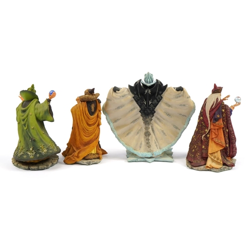 1159 - Set of four Enchantica Four Seasons Wizards by Holland Studio Craft with certificates, three with bo... 