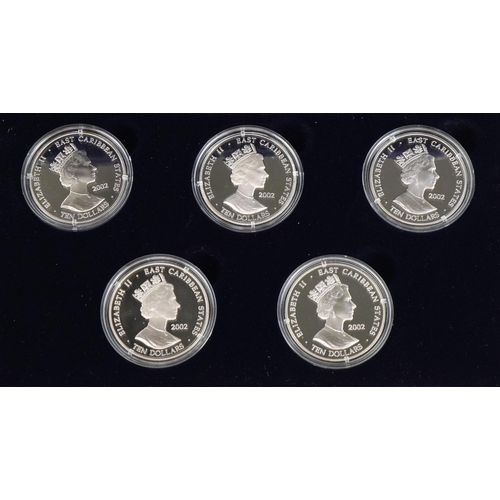 2415 - The Golden Jubilee Monarch's five silver proof coin collection with fitted case and certificate of a... 