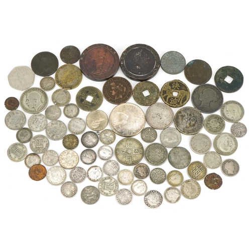 2398 - Antique and later British and world coins including Roman and two George III Cartwheel pennies