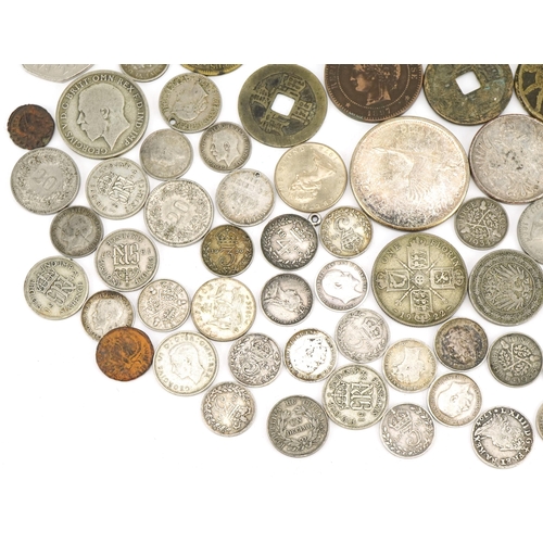 2398 - Antique and later British and world coins including Roman and two George III Cartwheel pennies