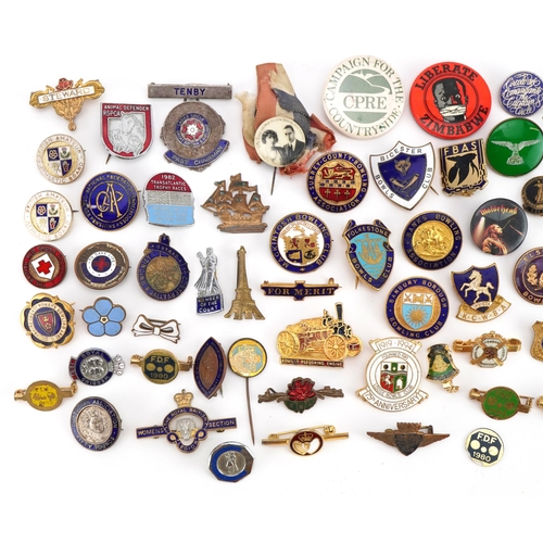 2235C - Collection of vintage and later pin badges, some with enamel including Motor Head, 1981 Royal Weddin... 