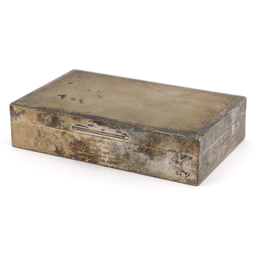 12 - Cohen & Charles, Edward VII rectangular silver cigar box, the hinged lid with engine turned decorati... 