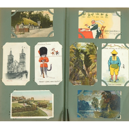 2245 - Edwardian and later topographical, social history and comical postcards arranged in an album includi... 