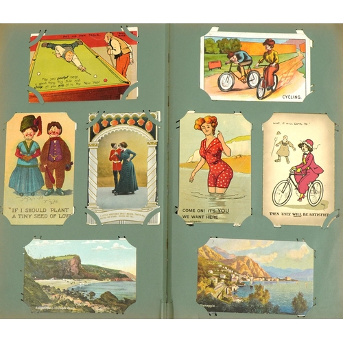 2245 - Edwardian and later topographical, social history and comical postcards arranged in an album includi... 