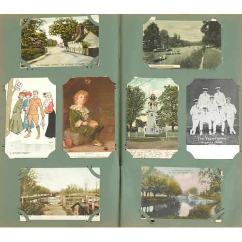 2245 - Edwardian and later topographical, social history and comical postcards arranged in an album includi... 