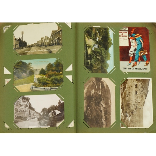 2239 - Good collection of Edwardian topographical and social history postcards arranged in an album, some r... 