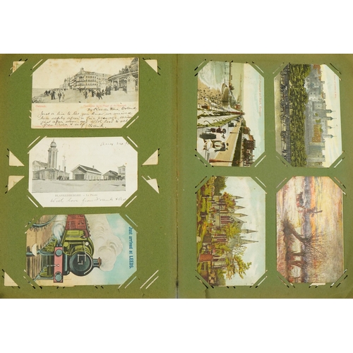 2239 - Good collection of Edwardian topographical and social history postcards arranged in an album, some r... 