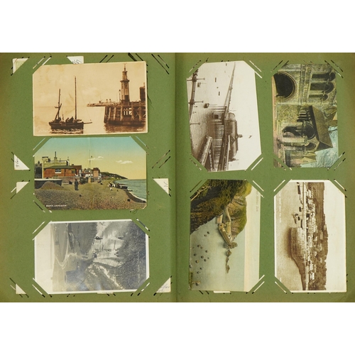 2239 - Good collection of Edwardian topographical and social history postcards arranged in an album, some r... 