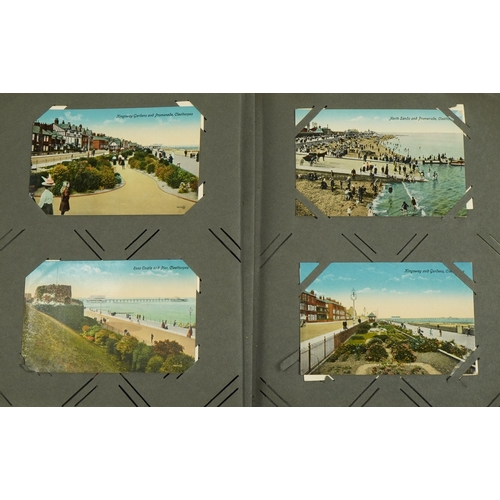 2240 - Early 20th century and later topographical and social history postcards arranged in an album, some o... 