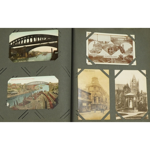 2240 - Early 20th century and later topographical and social history postcards arranged in an album, some o... 