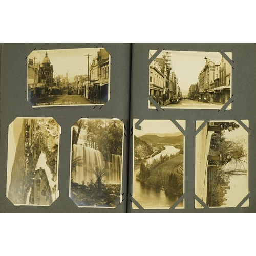 2240 - Early 20th century and later topographical and social history postcards arranged in an album, some o... 