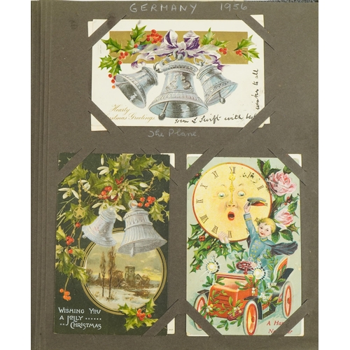 2244 - Collection of Edwardian and later greetings cards arranged in two albums