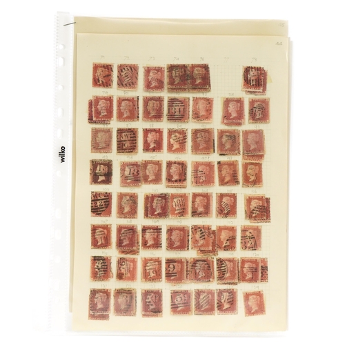 2514 - Collection of Penny Red stamps on four pages