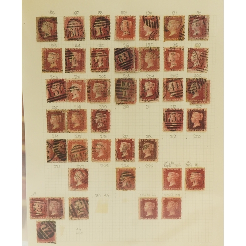 2514 - Collection of Penny Red stamps on four pages