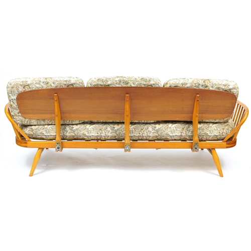 1002 - Lucian Ercolani for Ercol, mid century light elm 355 day bed with lift off cushions, 79cm H x 206cm ... 