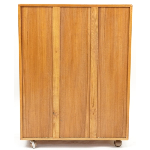 1043 - Ercol Windsor 469 light elm bureau/cocktail cabinet, 109.5cm H x 82.5cm W x 44cm D