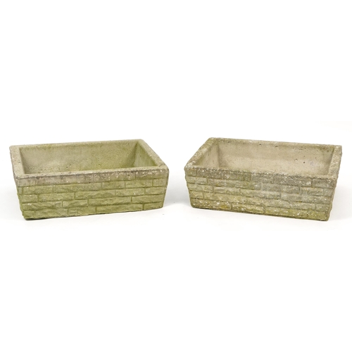 1129 - Pair of rectangular garden stoneware planters, 20cm H x 65cm W x 52cm D