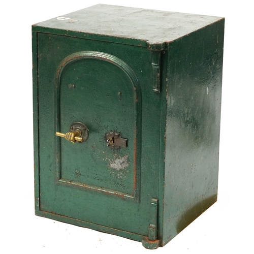 1101 - S. Withers, Victorian cast iron safe with key, 61.5cm H x 45cm W x 41cm D