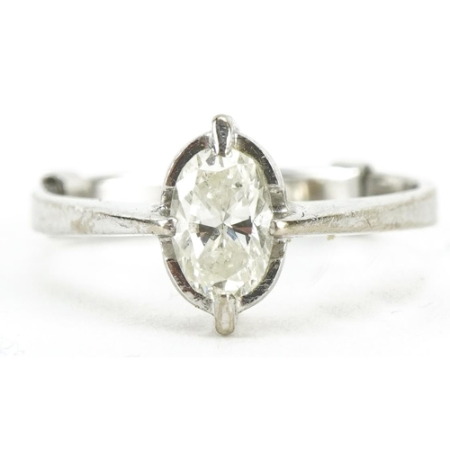 3003 - 14ct white gold diamond solitaire ring, the diamond approximately 0.52 carat, size K/L, 3.2g