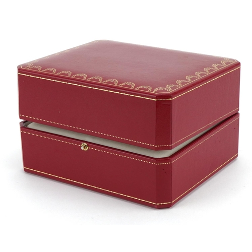 3856 - Cartier, tooled red leather wristwatch box, 8.5cm H x 15cm W x 13cm D