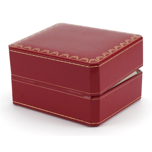 3856 - Cartier, tooled red leather wristwatch box, 8.5cm H x 15cm W x 13cm D