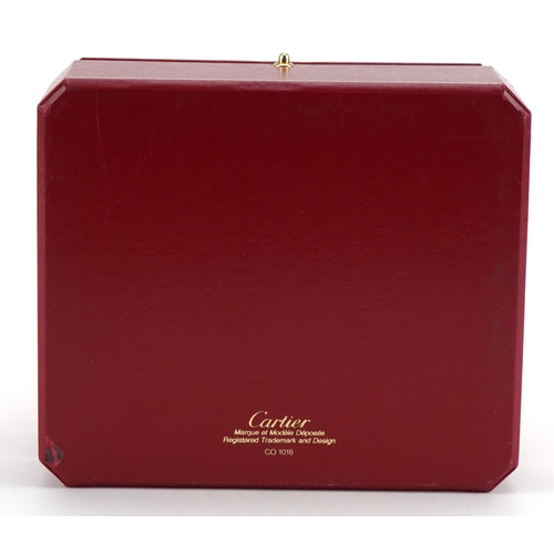 3856 - Cartier, tooled red leather wristwatch box, 8.5cm H x 15cm W x 13cm D