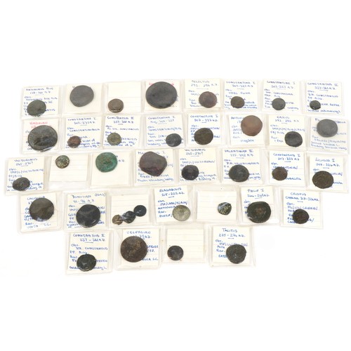 2457 - Collection of Roman and later coinage with capsules, various emperors and denominations including Li... 