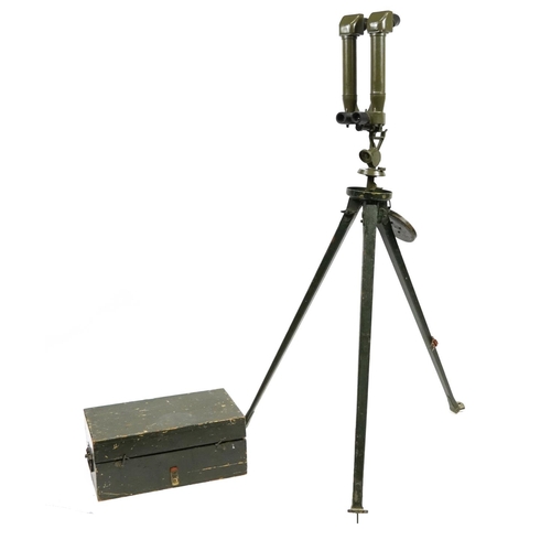 2180 - British military World War II floor standing telescope Stereoscopic no 1B MKI with tripod and pine c... 