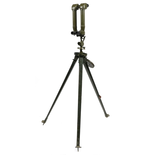 2180 - British military World War II floor standing telescope Stereoscopic no 1B MKI with tripod and pine c... 