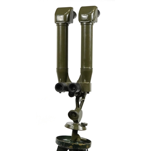 2180 - British military World War II floor standing telescope Stereoscopic no 1B MKI with tripod and pine c... 