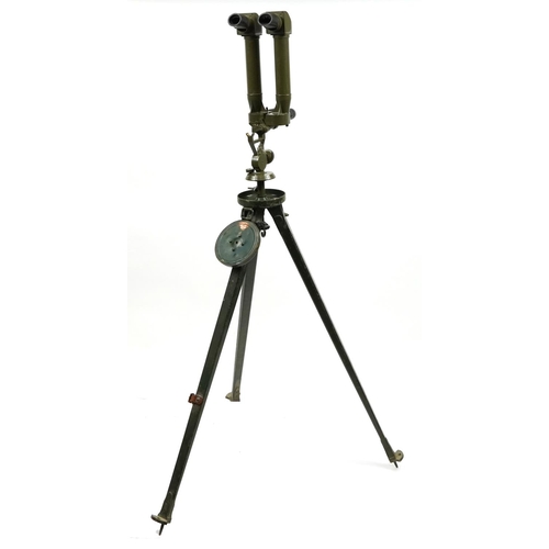 2180 - British military World War II floor standing telescope Stereoscopic no 1B MKI with tripod and pine c... 