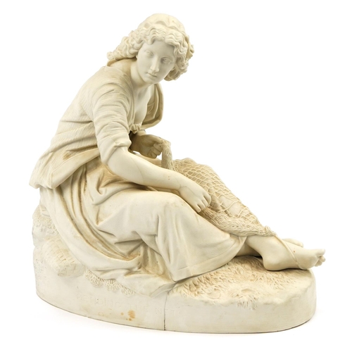 60 - After Edward William Wyon, Victorian Copeland parian ware figure Mending the Net, produced for The A... 