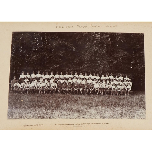 2203 - Early 20th century British military black and white photographs arranged in an album, predominantly ... 