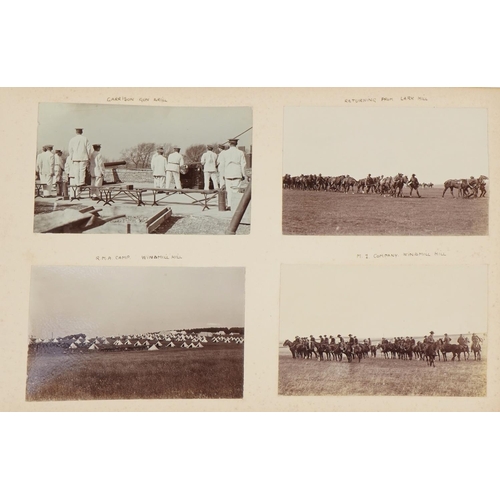 2203 - Early 20th century British military black and white photographs arranged in an album, predominantly ... 