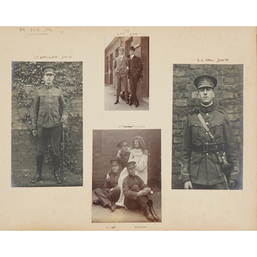 2203 - Early 20th century British military black and white photographs arranged in an album, predominantly ... 