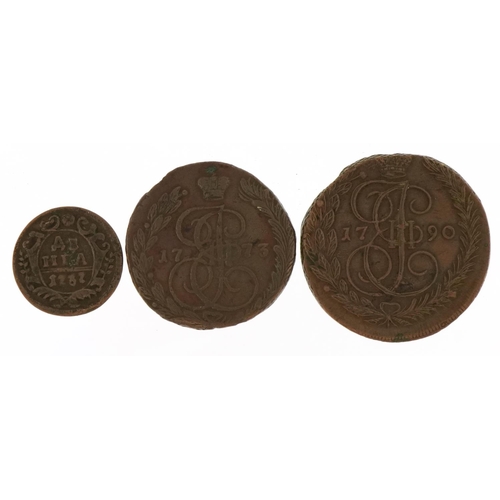 2381 - Two 18th century Russian coins including 1790 five kopek