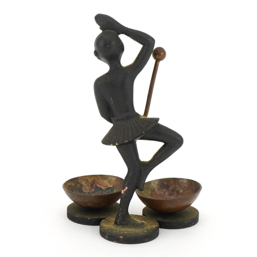35 - Manner of Karl Hagenauer, Austrian patinated bronze sculpture of a nude dancing female, 8cm high